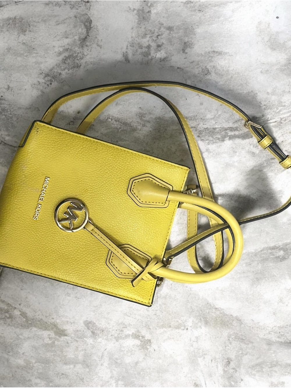 Michael Kors Bright Yellow Pebbled Leather Crossbody Bag